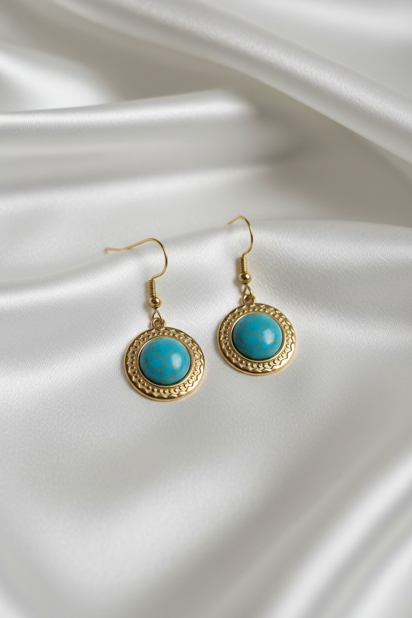 Blue Howlite Stainless Steel Earrings