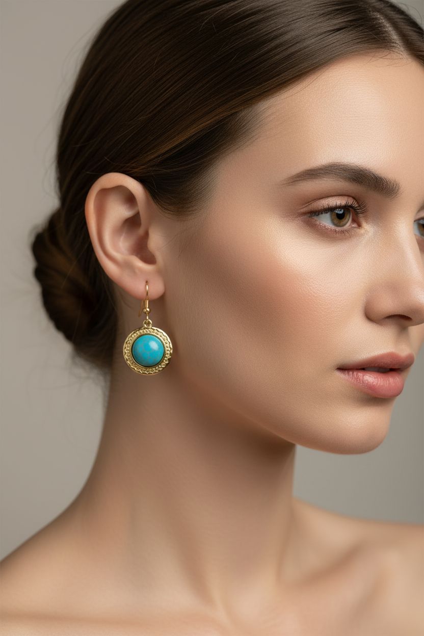 Blue Howlite Stainless Steel Earrings